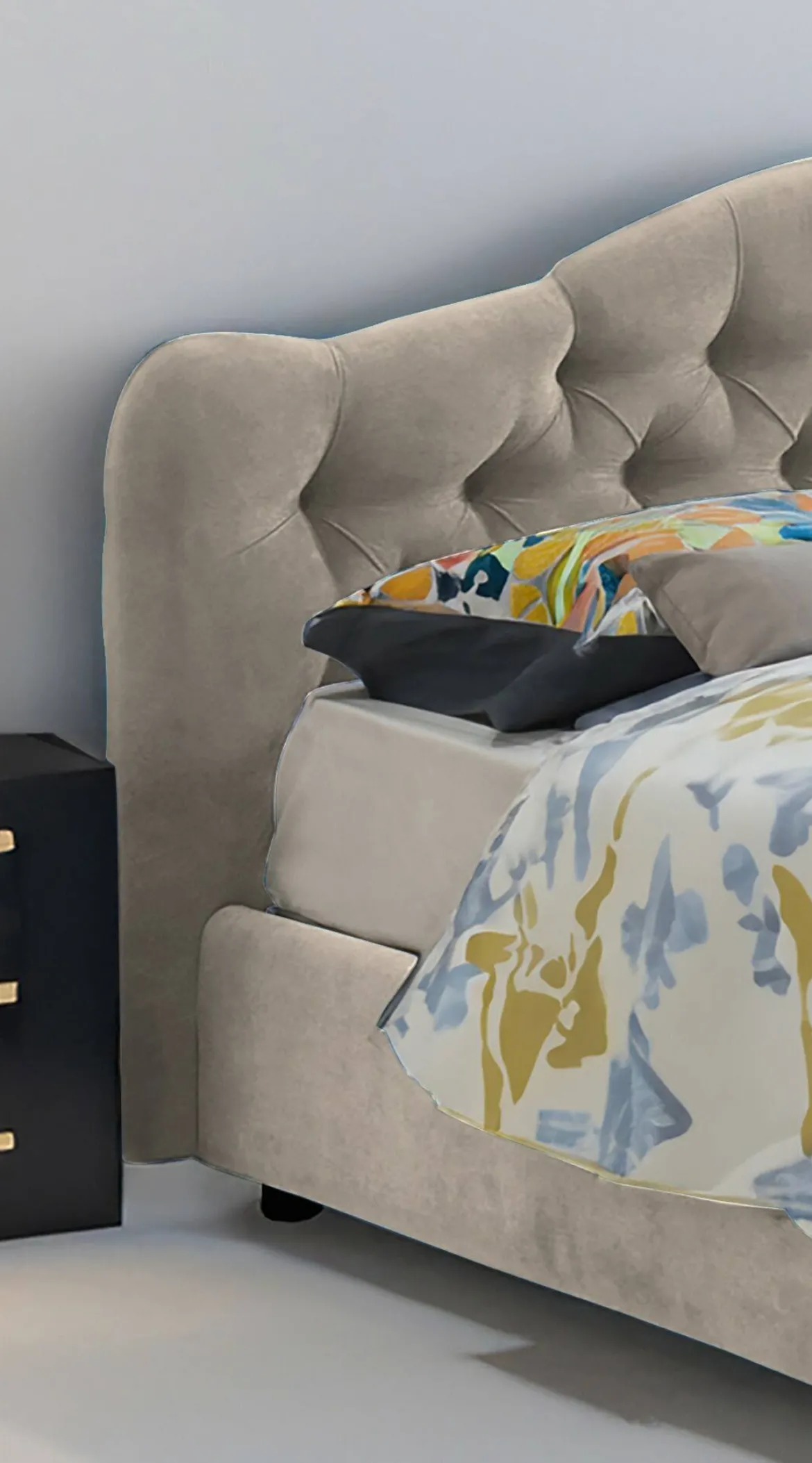 Letto Matrimoniale Grigio Tortora Sfoderabile Contenitore, Dimensione Materasso 160x200 cm Made in Italy - Ator