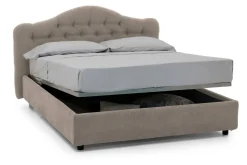 Letto Matrimoniale Grigio Tortora Sfoderabile Contenitore, Dimensione Materasso 160x200 cm Made in Italy - Ator