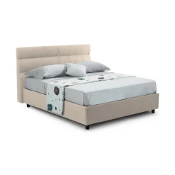 Letto Matrimoniale Grigio Tortora Sfoderabile Contenitore, Dimensione Materasso 160x200 cm Made in Italy - Bubbio