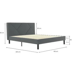 Letto matrimoniale grigio 169x204cm imbottito - Morpheus