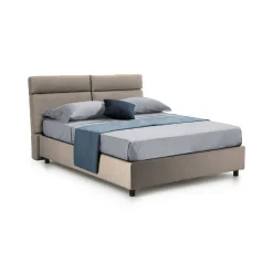Letto Matrimoniale in Tessuto Grigio Tortora