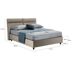 Letto Matrimoniale in Tessuto Grigio Tortora