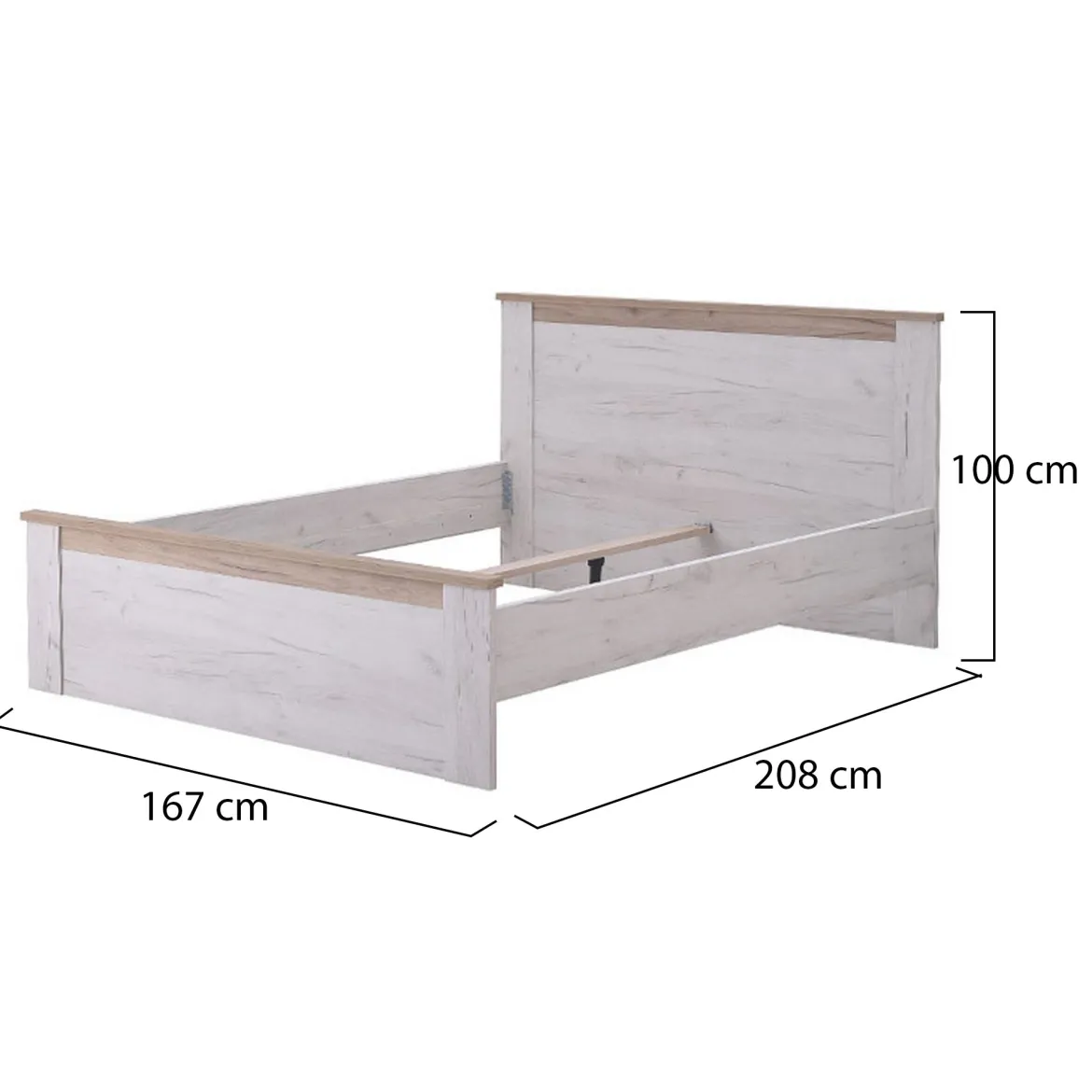 Letto Matrimoniale Marrone Larice Chiaro Marrone Rovere Dimensione Materasso 160x200 cm Peso Supportato 200 kg, Matrimoniale - Claviere