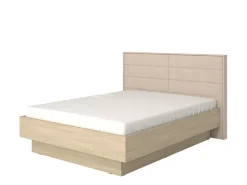 Letto Matrimoniale Marrone Rovere Bianco Crema Dimensione Materasso 160x200 cm Imbottito, Testiera Imbottita - Tirso