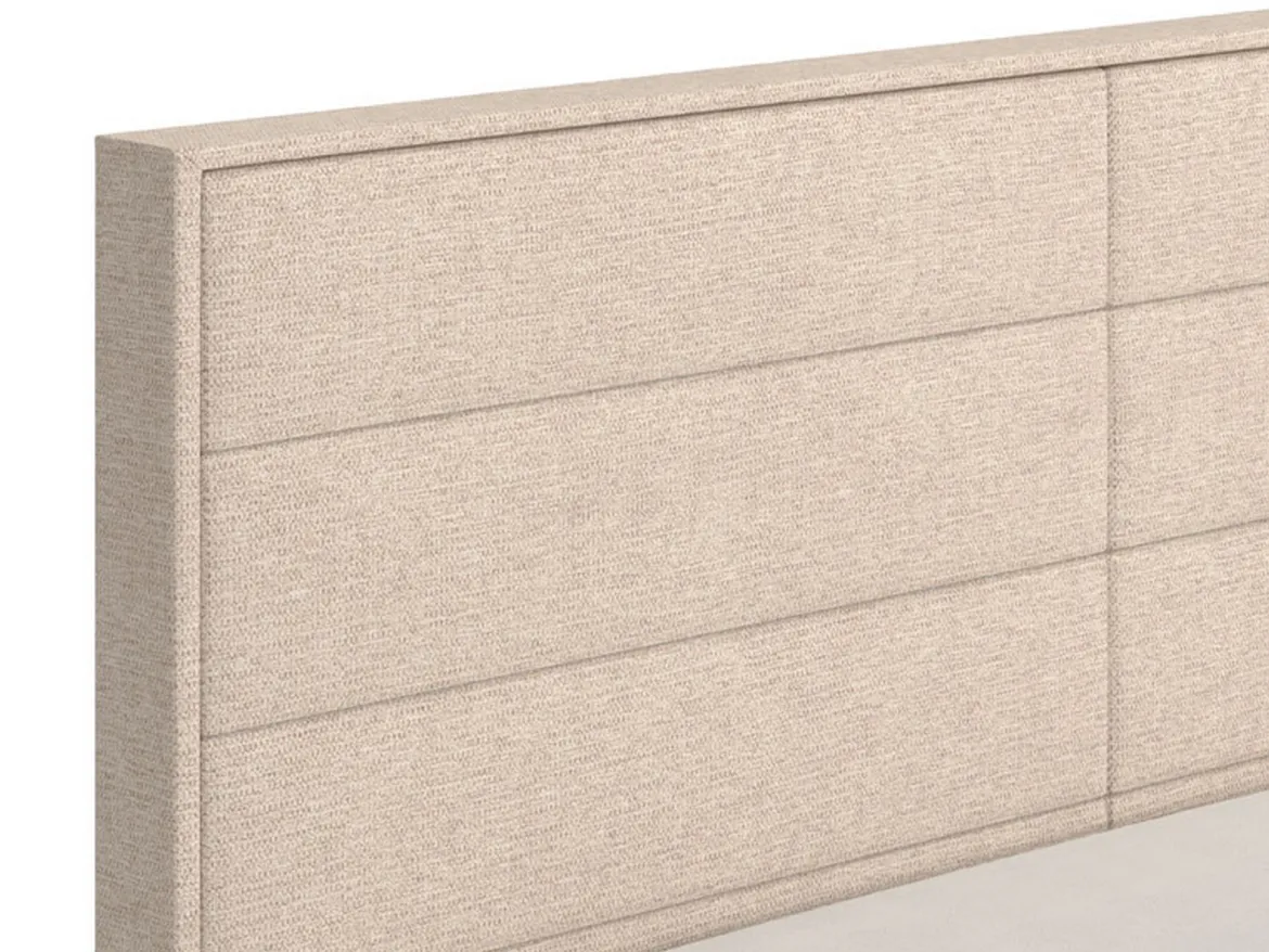 Letto Matrimoniale Marrone Rovere Bianco Crema Dimensione Materasso 160x200 cm Imbottito, Testiera Imbottita - Tirso