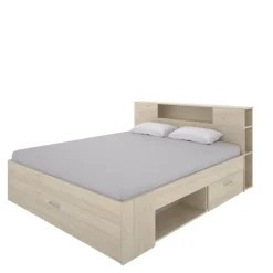 Letto Matrimoniale Marrone Rovere Contenitore Dimensione Materasso 160x200 cm, Peso Supportato 150 kg - Murlo