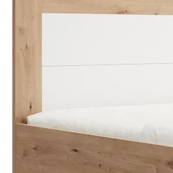 Letto Matrimoniale Marrone Rovere Nodi Bianco Dimensione Materasso 160x200 cm Testata Dettaglio Rigato, Peso Supportato 200 kg - Munnar