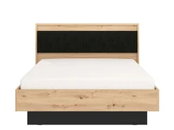 Letto Matrimoniale Marrone Rovere Nodi Nero Dimensione Materasso 160x200 cm Imbottito, Testiera Imbottita - Filogaso