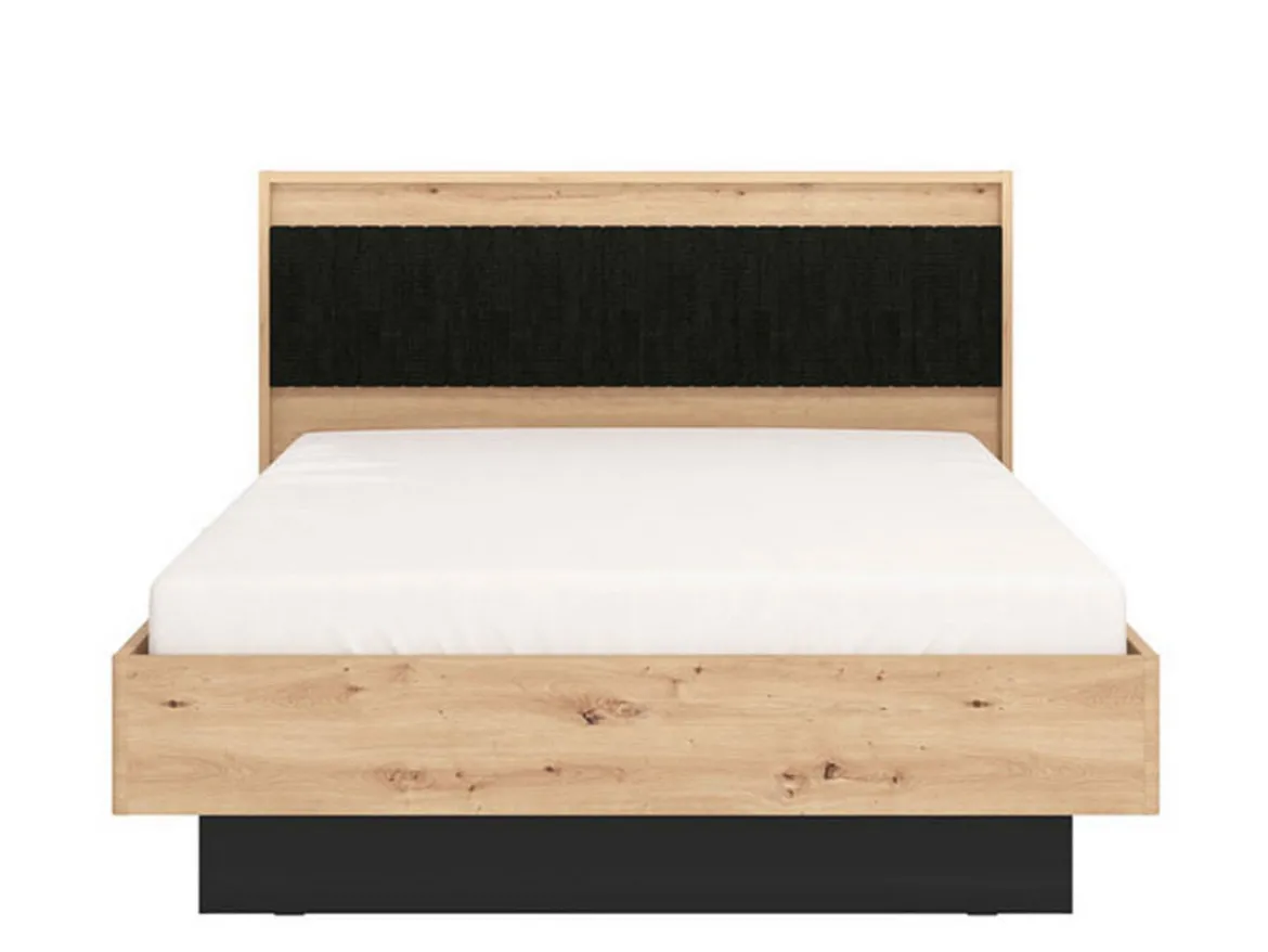 Letto Matrimoniale Marrone Rovere Nodi Nero Dimensione Materasso 160x200 cm Imbottito, Testiera Imbottita - Filogaso