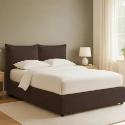 Letto Matrimoniale Marrone Sfoderabile Contenitore, Dimensione Materasso 160x190 cm - Calcio