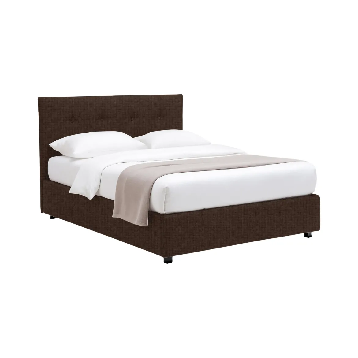 Letto Matrimoniale Marrone Sfoderabile Contenitore, Dimensione Materasso 160x190 cm - Fasanella