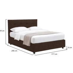 Letto Matrimoniale Marrone Sfoderabile Contenitore, Dimensione Materasso 160x190 cm - Fasanella
