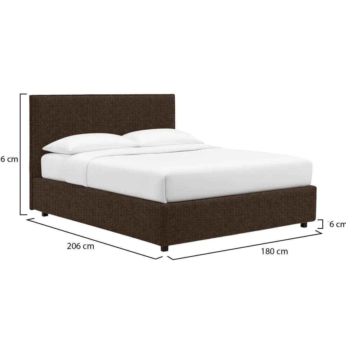 Letto Matrimoniale Marrone Sfoderabile Contenitore, Dimensione Materasso 160x190 cm - Riesi