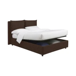 Letto Matrimoniale Marrone Sfoderabile Contenitore, Dimensione Materasso 160x190 cm - Riesi