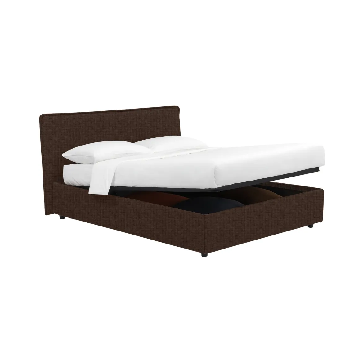 Letto Matrimoniale Marrone Sfoderabile Contenitore, Dimensione Materasso 160x190 cm - Soliera