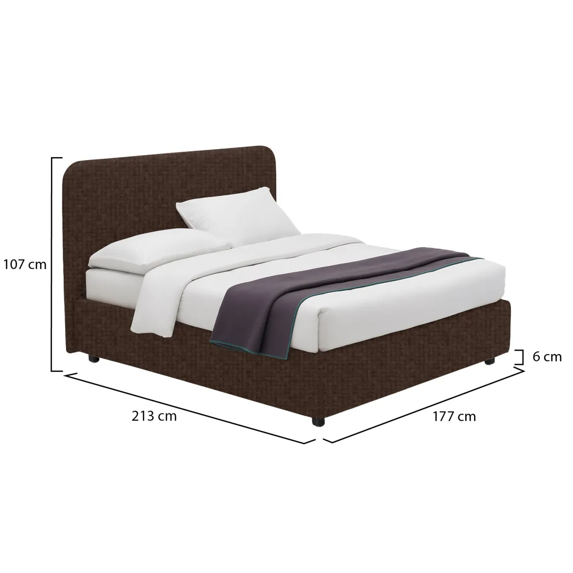 Letto Matrimoniale Marrone Sfoderabile Contenitore, Dimensione Materasso 160x200 cm - Davoli