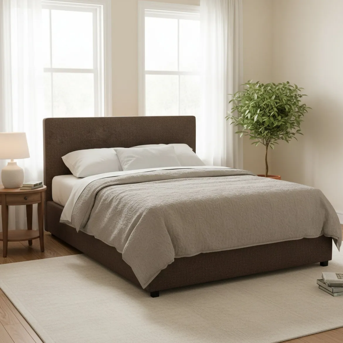 Letto Matrimoniale Marrone Sfoderabile Contenitore, Dimensione Materasso 160x200 cm - Lenta