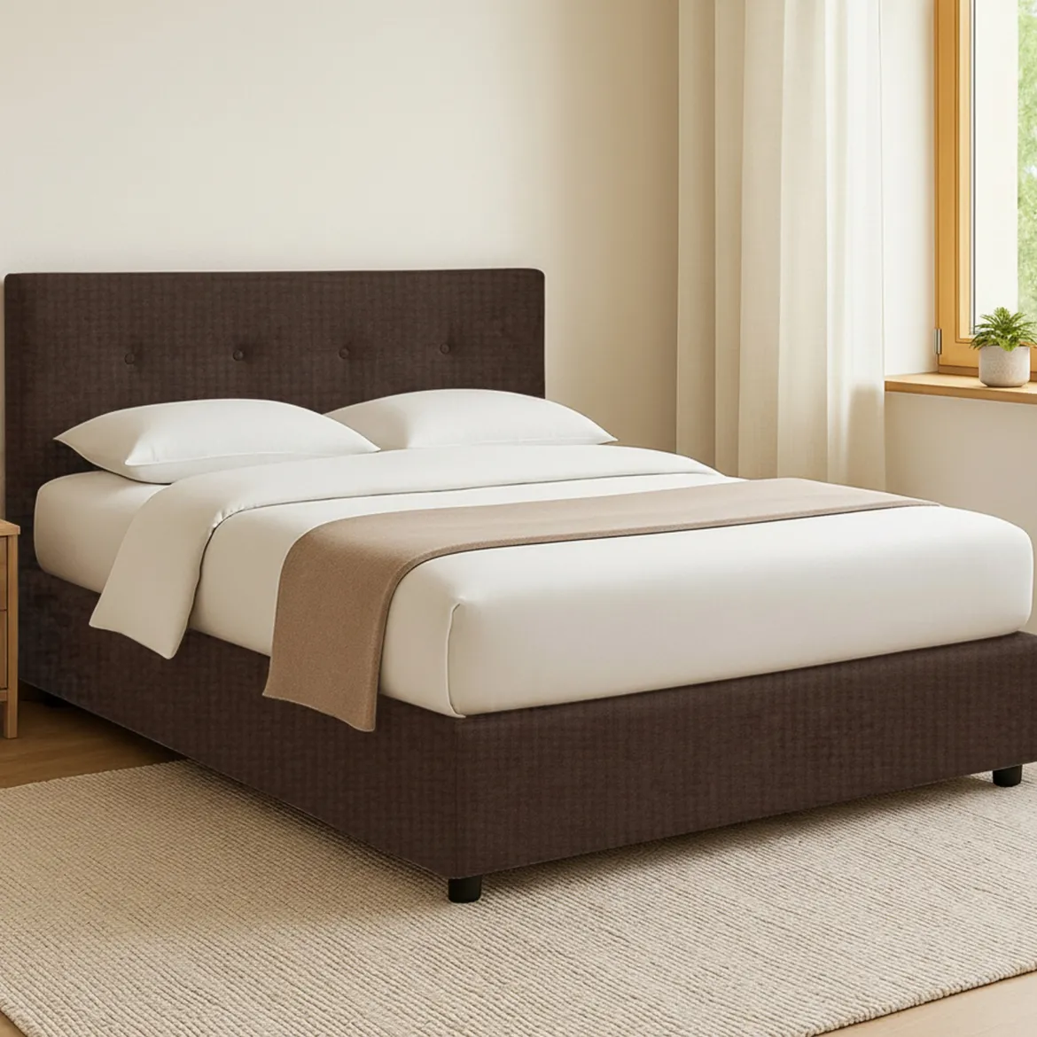 Letto Matrimoniale Marrone Sfoderabile Contenitore, Dimensione Materasso 160x200 cm - Orgiano