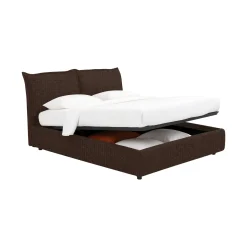 Letto Matrimoniale Marrone Sfoderabile Contenitore, Dimensione Materasso 160x200 cm - Peia