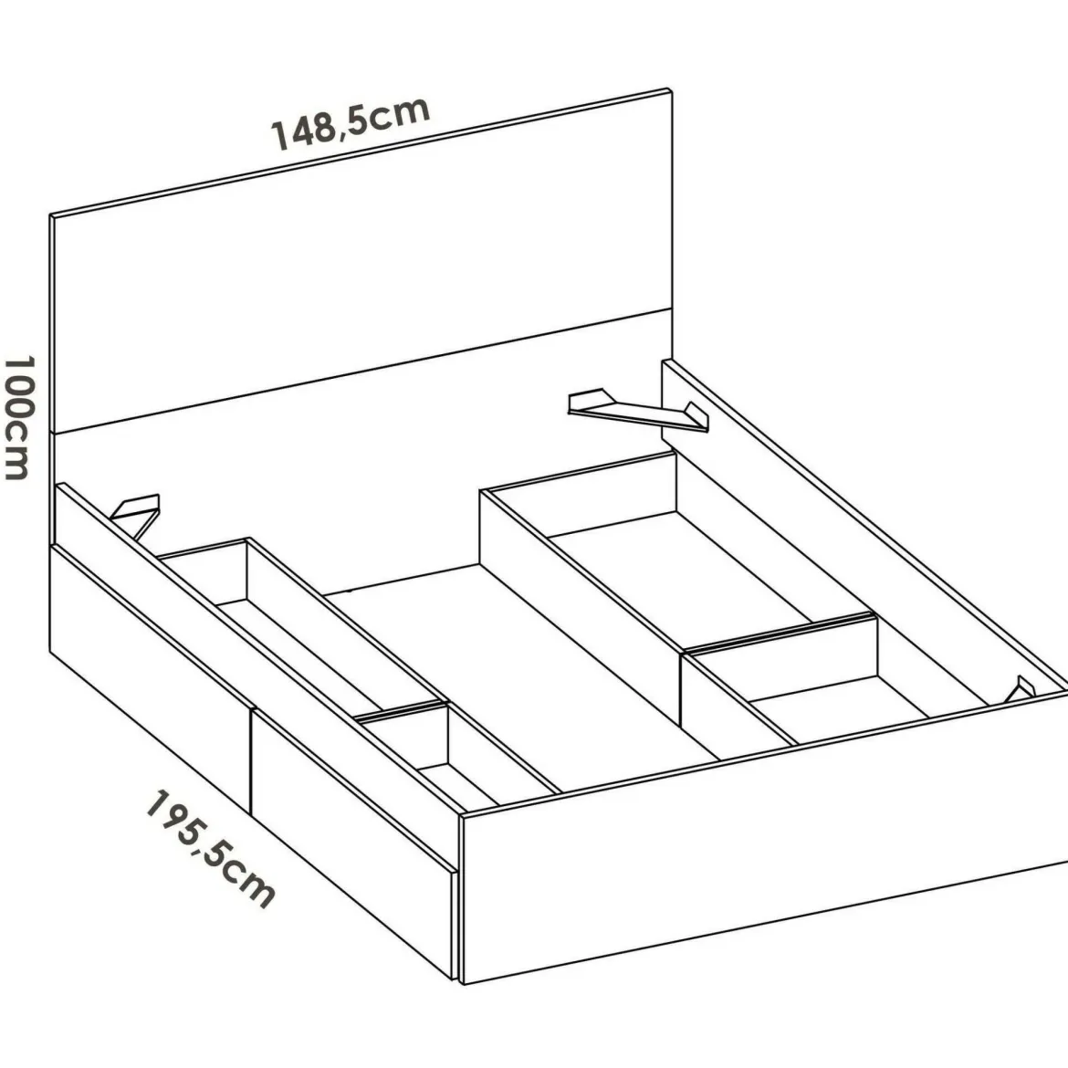 Letto matrimoniale moderno bianco 205x169cm compatto - Ignacio