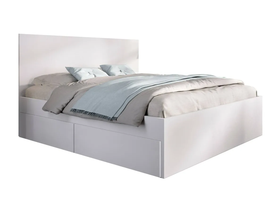 Letto matrimoniale moderno bianco 205x169cm compatto - Ignacio
