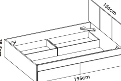 Letto matrimoniale moderno bianco e rovere 205x166cm - Shannon