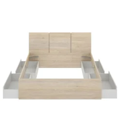 Letto matrimoniale moderno bianco e rovere 205x166cm - Shannon