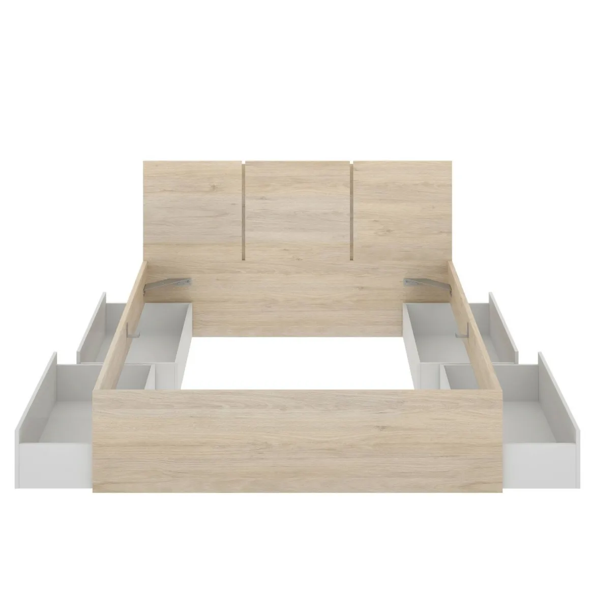 Letto matrimoniale moderno bianco e rovere 205x166cm - Shannon