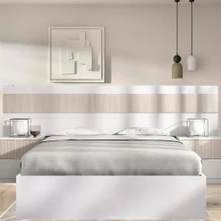 Letto matrimoniale moderno bianco e rovere 205x266cm comodo - Haima