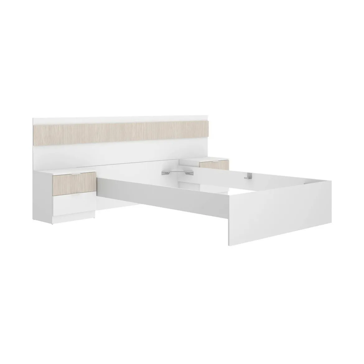 Letto matrimoniale moderno bianco e rovere 205x266cm comodo - Haima