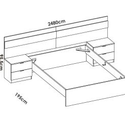 Letto matrimoniale moderno bianco e rovere 205x266cm comodo - Haima
