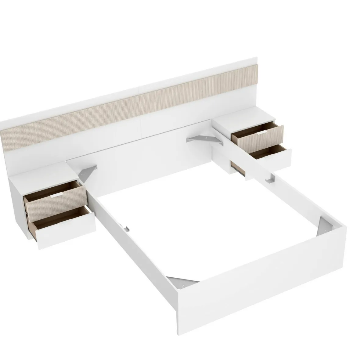 Letto matrimoniale moderno bianco e rovere 205x266cm comodo - Haima