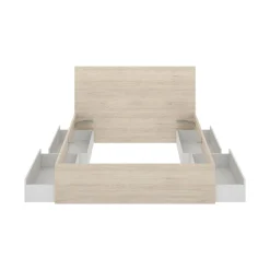 Letto matrimoniale moderno bianco e rovere 205x269cm - Usman