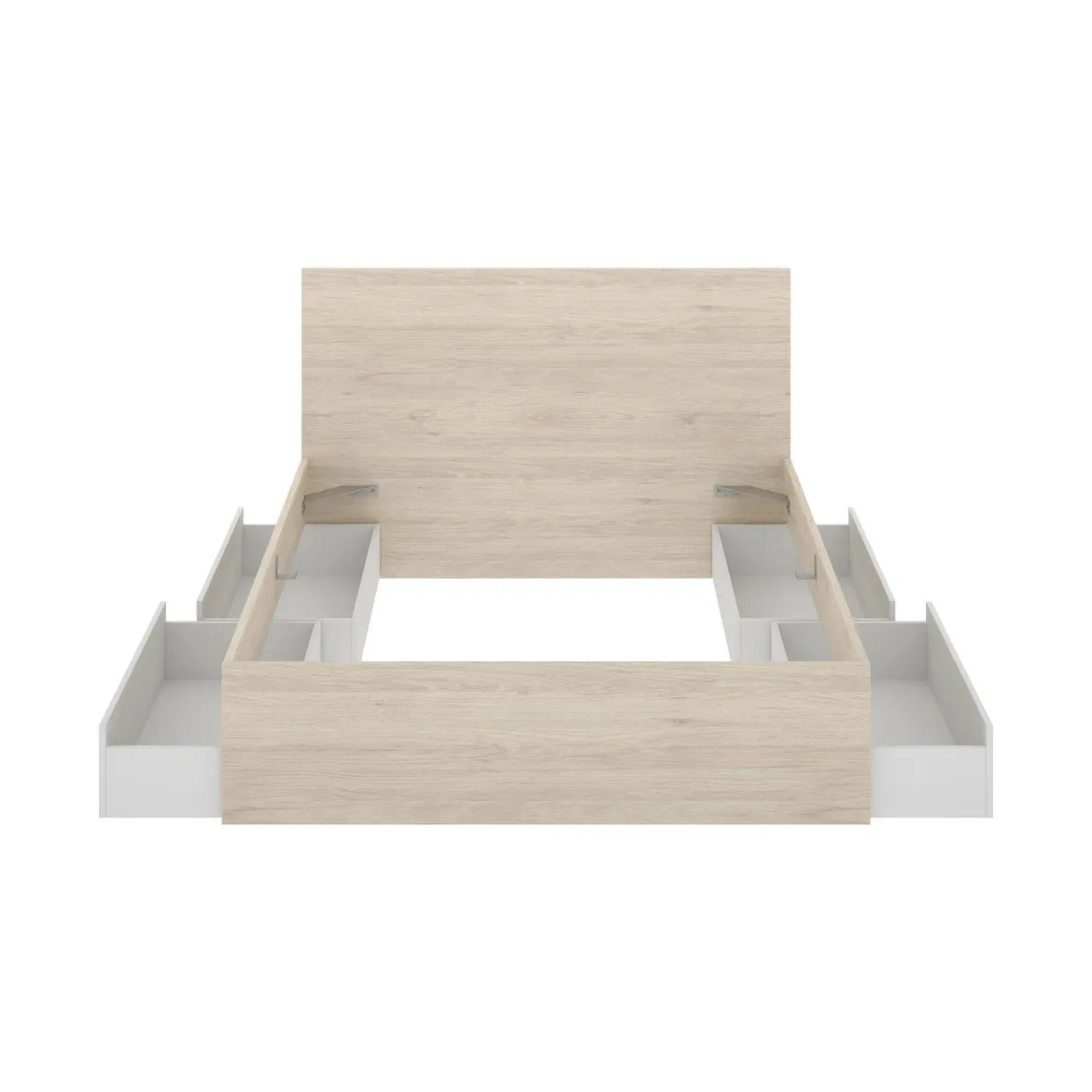 Letto matrimoniale moderno bianco e rovere 205x269cm - Usman