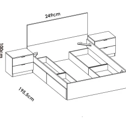 Letto matrimoniale moderno bianco e rovere 205x269cm - Usman