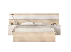 Letto matrimoniale moderno rovere e bianco 205x266cm - Haima