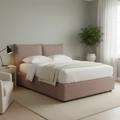 Letto Matrimoniale Rosa Antico Sfoderabile Contenitore, Dimensione Materasso 160x190 cm - Colere