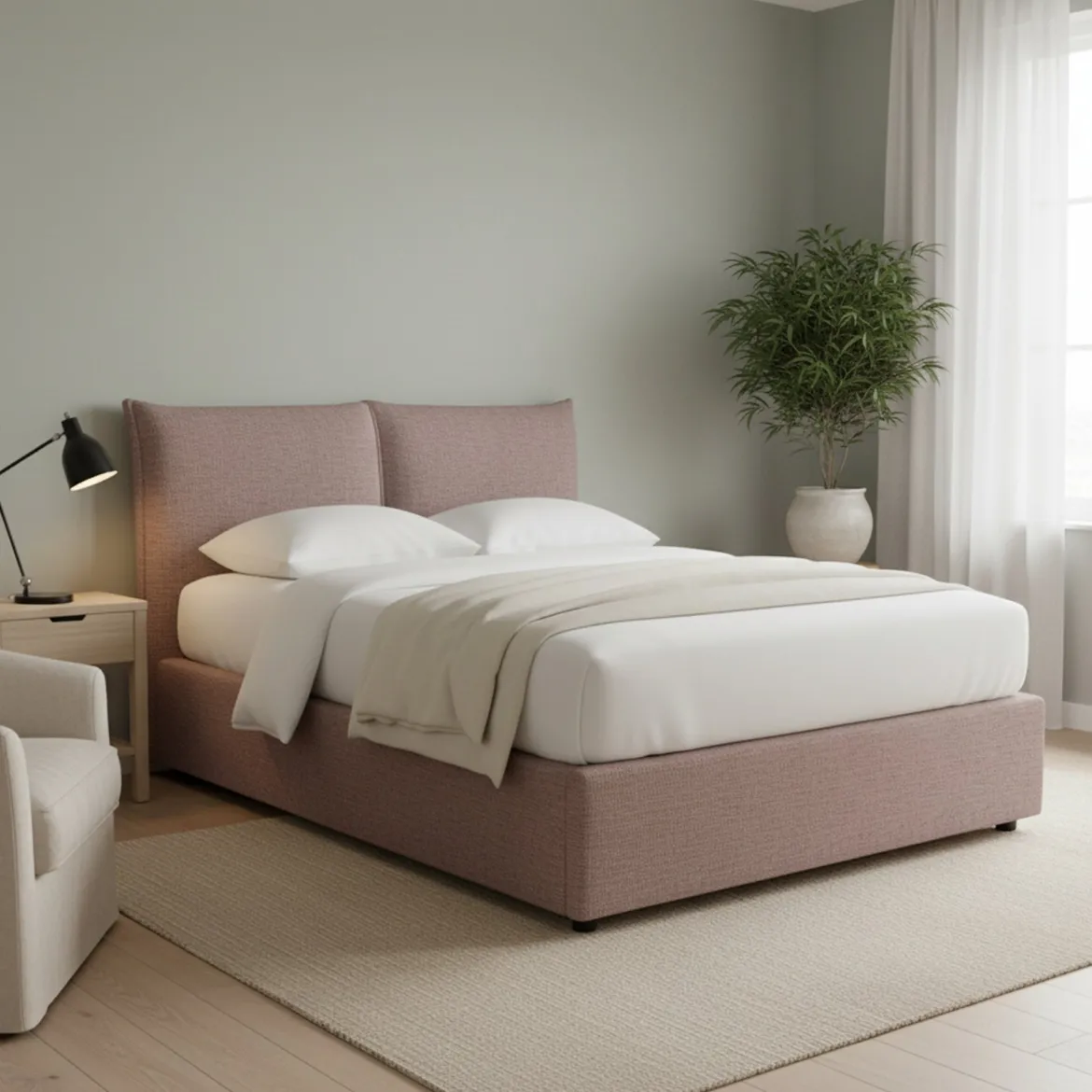 Letto Matrimoniale Rosa Antico Sfoderabile Contenitore, Dimensione Materasso 160x190 cm - Colere