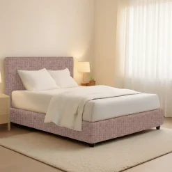 Letto Matrimoniale Rosa Antico Sfoderabile Contenitore, Dimensione Materasso 160x190 cm - Issime