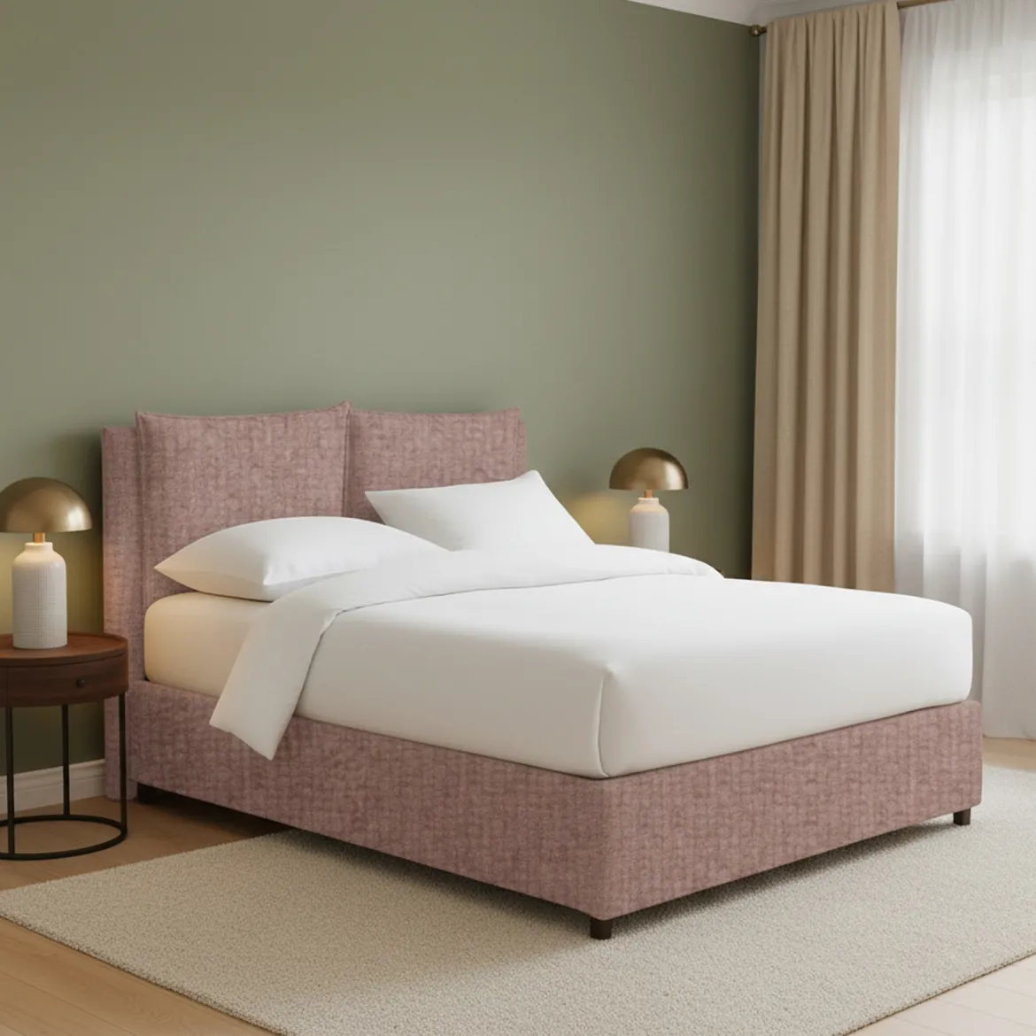 Letto Matrimoniale Rosa Antico Sfoderabile Contenitore, Dimensione Materasso 160x190 cm - Soliera