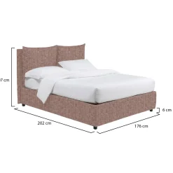 Letto Matrimoniale Rosa Antico Sfoderabile Contenitore, Dimensione Materasso 160x190 cm - Soliera