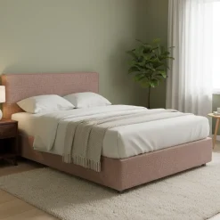 Letto Matrimoniale Rosa Antico Sfoderabile Contenitore, Dimensione Materasso 160x200 cm - Melilli