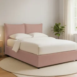 Letto Matrimoniale Rosa Sfoderabile Contenitore, Dimensione Materasso 160x190 cm - Calcio