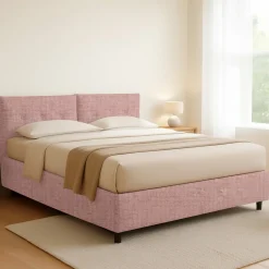 Letto Matrimoniale Rosa Sfoderabile Contenitore, Dimensione Materasso 160x190 cm - Levice