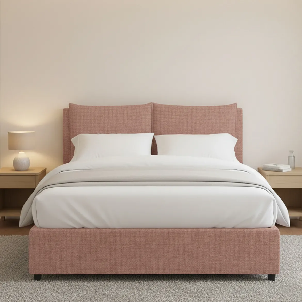 Letto Matrimoniale Rosa Sfoderabile Contenitore, Dimensione Materasso 160x190 cm - Soliera