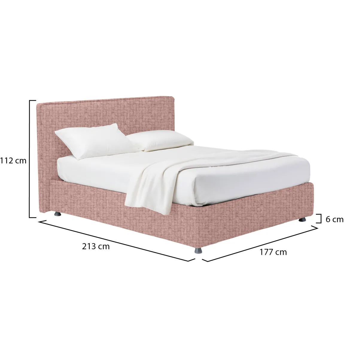 Letto Matrimoniale Rosa Sfoderabile Contenitore, Dimensione Materasso 160x200 cm - Lenta