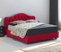 Letto Matrimoniale Rosso Materasso Incluso Sfoderabile, Contenitore Made in Italy - Alfer