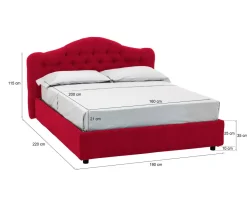 Letto Matrimoniale Rosso Materasso Incluso Sfoderabile, Contenitore Made in Italy - Allik