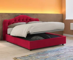 Letto Matrimoniale Rosso Materasso Incluso Sfoderabile, Contenitore Made in Italy - Allik