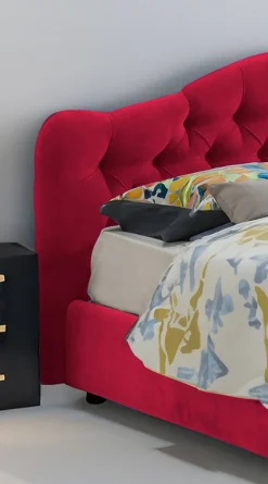 Letto Matrimoniale Rosso Materasso Incluso Sfoderabile, Contenitore Made in Italy - Allik